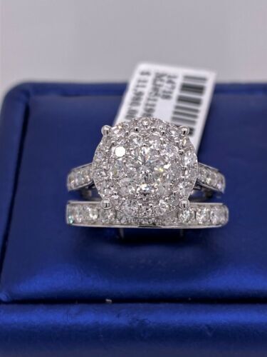 14k White Gold 2.00 CT Diamond Wedding & Engagement Ring Set, 8.7g