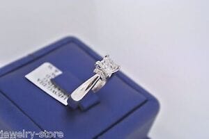 14k White Gold 1.00CT Princess Cut Diamond Engagement Ring, Size 7