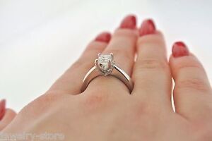 14k White Gold 1.00CT Princess Cut Diamond Engagement Ring, Size 7