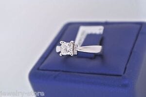 14k White Gold 1.00CT Princess Cut Diamond Engagement Ring, Size 7