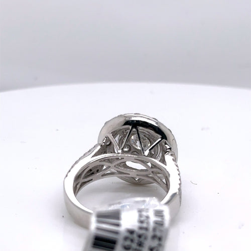 14k White Gold 3.50 CT Diamond Cluster Engagement Ring, 8.2g, Size 7