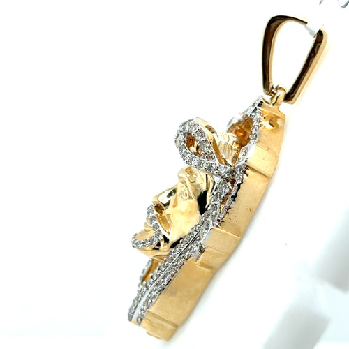 14k Yellow Gold 8.50 CT Diamond Jesus Head Pendant, 27.6gm