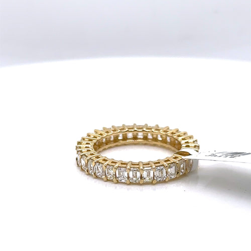 14k Yellow Gold 3.35 CT Emerald Diamond Eternity Band, 3.5g, Size 6.50