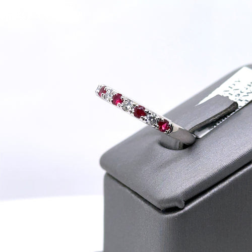 Platinum 0.75 CT Diamond & Ruby Band, 3.9gm, Size 7.5