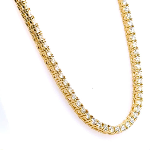 14k Yellow Gold 18.50Ct Diamond Men's Tennis Necklace, 46g, 22"