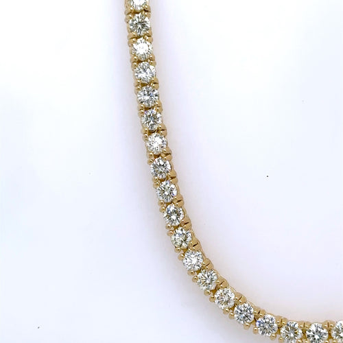 14k Yellow Gold 18.50Ct Diamond Men's Tennis Necklace, 46g, 22"