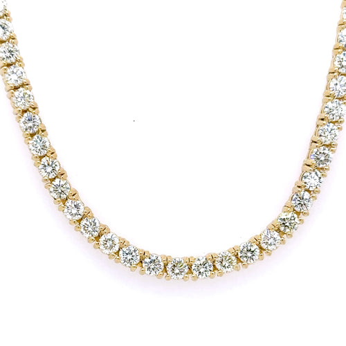 14k Yellow Gold 18.50Ct Diamond Men's Tennis Necklace, 46g, 22"