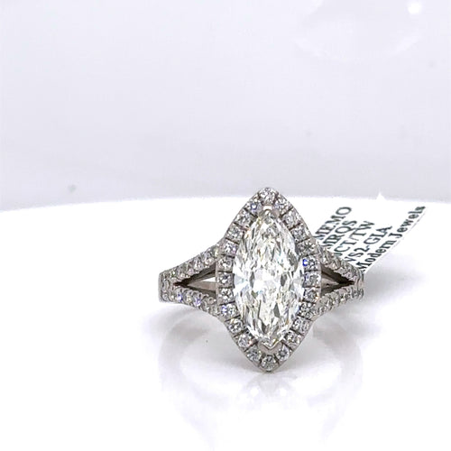 14k White Gold 3.50 CT Marquise Diamond Engagement Ring, 6.4gm Size 7