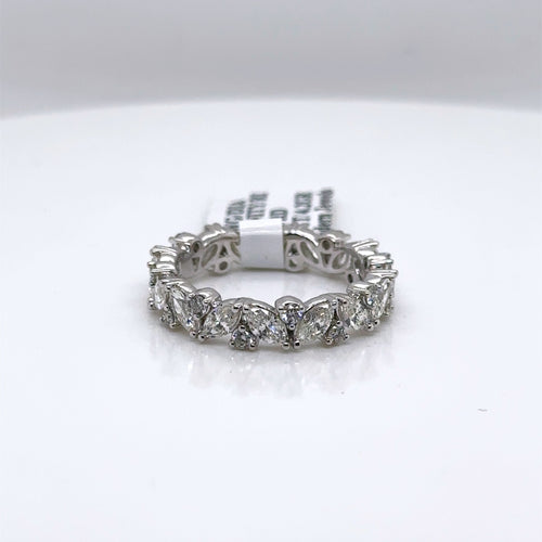 14k White Gold 3.50CT Baguette & Round Diamond Ring, 3.7gm, size 7