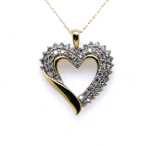 10k Yellow Gold 2.00CT Diamond Heart Pendant Necklace, 5.4g