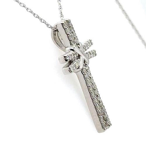 10k White Gold 0.50CT Diamond Cross Pendant, 2.3gm