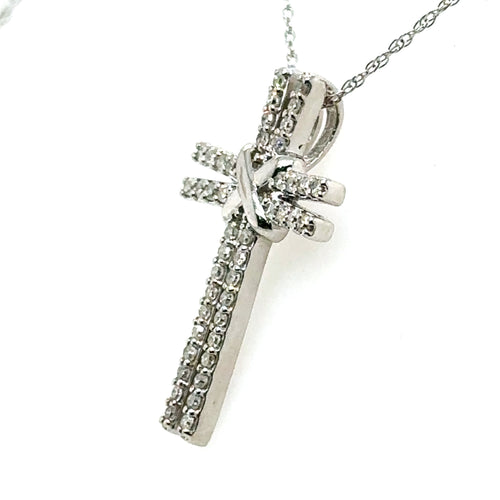 10k White Gold 0.50CT Diamond Cross Pendant, 2.3gm