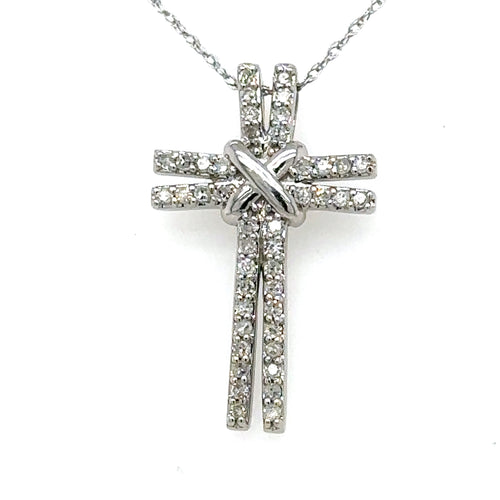 10k White Gold 0.50CT Diamond Cross Pendant, 2.3gm