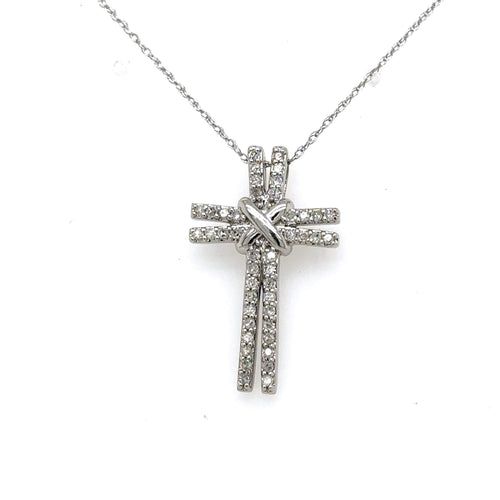 10k White Gold 0.50CT Diamond Cross Pendant, 2.3gm