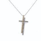 10K Multi Tone Gold 0.30CT Diamond Cross Pendant Necklace 1.5gm, S15800