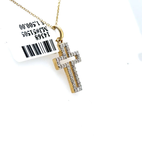 14k Yellow Gold 0.25 CT Diamond Cross Pendant, 2.2gm, S14368