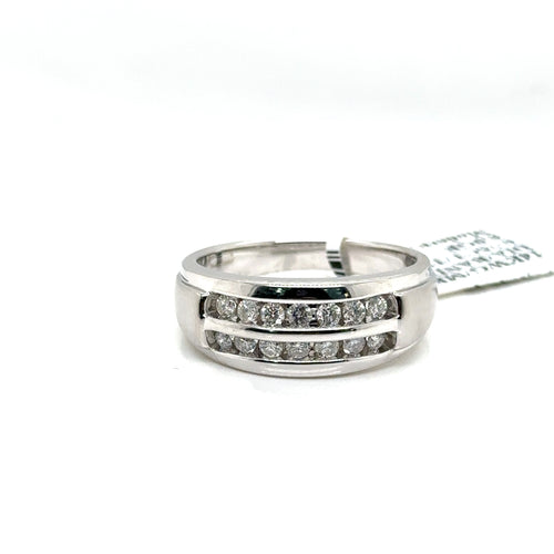 14k White Gold 0.75CT Diamond Men's Wedding Band, 8.9g, Size 10