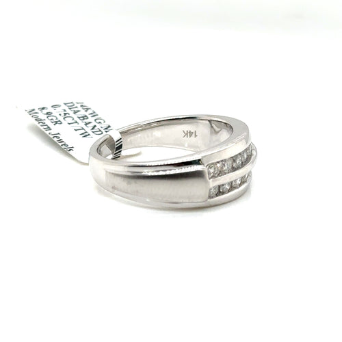 14k White Gold 0.75CT Diamond Men's Wedding Band, 8.9g, Size 10