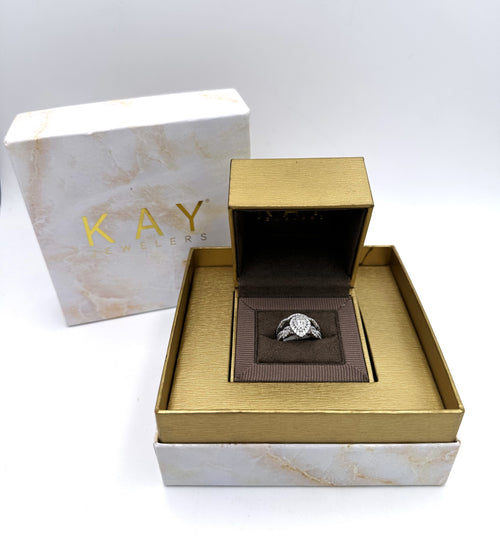 14k White Gold 1.50CT Neil Lane Diamond Cluster Ring Set, 6.3g, Size 5, S107366