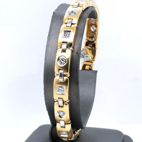 14k Yellow Gold 2.75Ct Men's Diamond Bracelet, 8", 33.8g