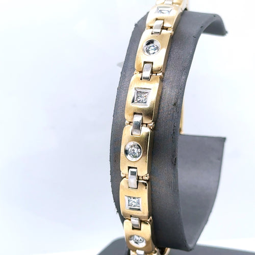 14k Yellow Gold 2.75Ct Men's Diamond Bracelet, 8", 33.8g