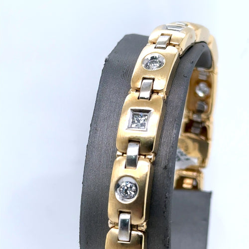 14k Yellow Gold 2.75Ct Men's Diamond Bracelet, 8", 33.8g