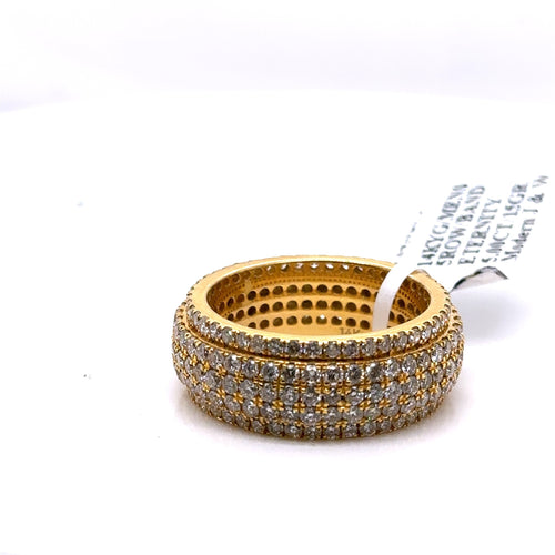 14k Yellow Gold 5.00 CT Diamond Men's Wedding Band, 15g, Size 10