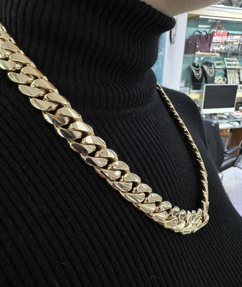 14k Yellow Gold Miami Cuban Link Chain necklace, 22", 327g, 13mm