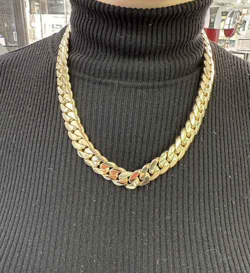14k Yellow Gold Miami Cuban Link Chain necklace, 22", 327g, 13mm
