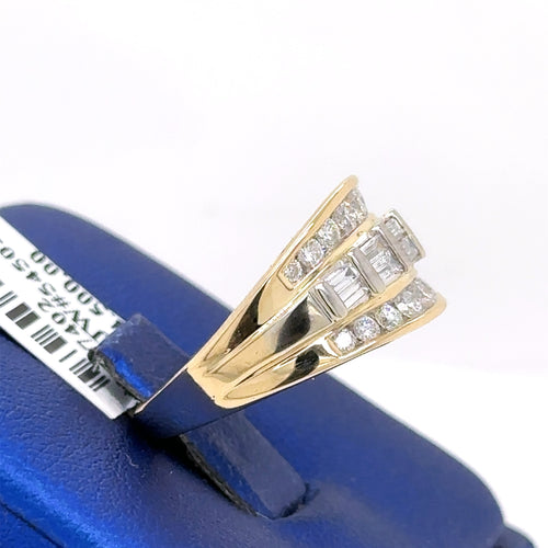 14k Yellow Gold 1.00CT Ladies Baguette Diamond Ring, 6.1gm, Size 5.75,