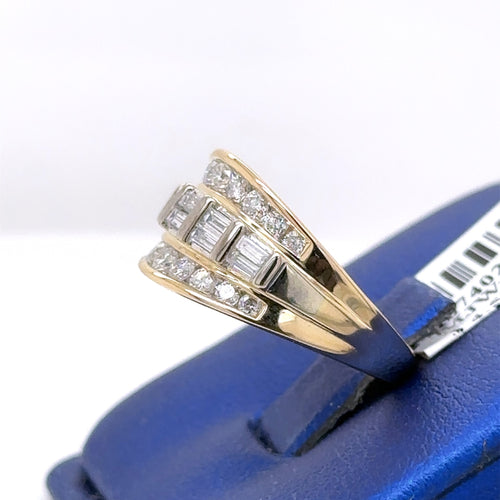 14k Yellow Gold 1.00CT Ladies Baguette Diamond Ring, 6.1gm, Size 5.75,