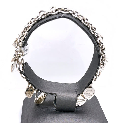Tiffany & CO Silver Heart Charm Bracelet 7.5"