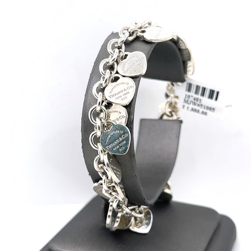 Tiffany & CO Silver Heart Charm Bracelet 7.5"