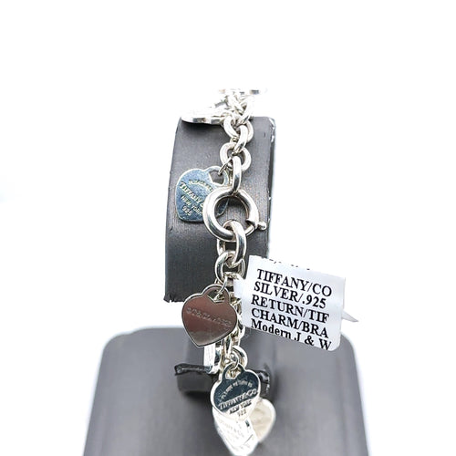 Tiffany & CO Silver Heart Charm Bracelet 7.5"