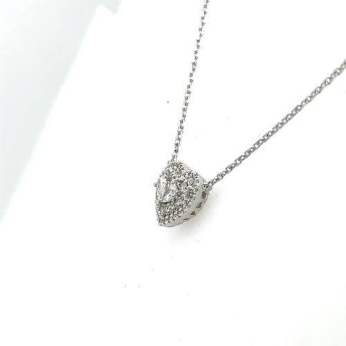 10k White Gold 0.45 CT Diamond Heart Pendant Necklace, 2.4gm