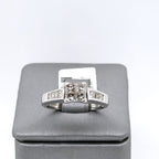 14k White Gold 1.00CT Princess Diamond Engagement Ring 4.4gm Size 7.25