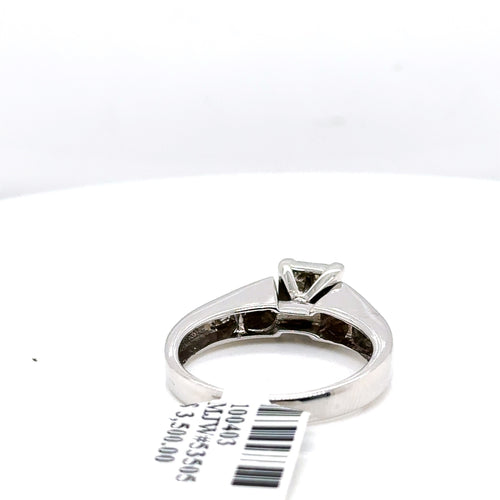 14k White Gold 1.00CT Princess Diamond Engagement Ring 4.4gm Size 7.25
