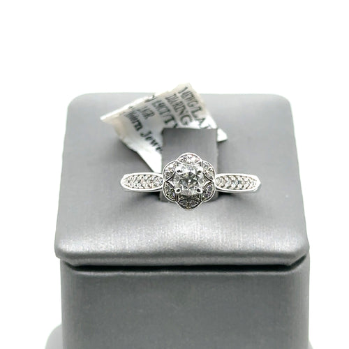 14k White Gold 0.50 CT Diamond Engagement Ring, 2.8gm, Size 7
