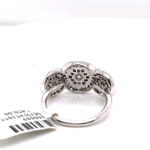 14k White Gold 1.50 CT Diamond Ladies Cluster Ring, 6.6g, Size 7