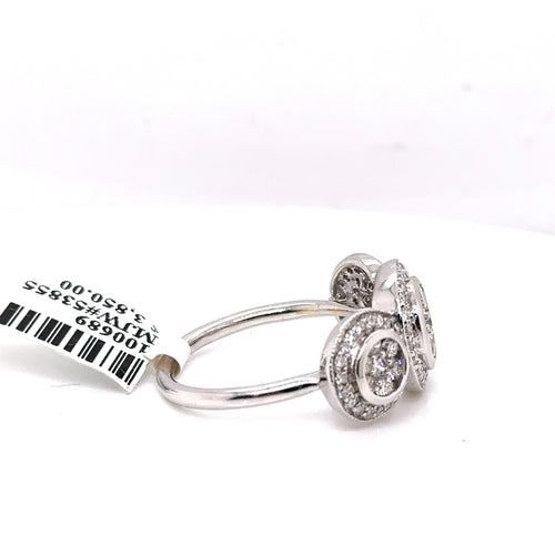 14k White Gold 1.50 CT Diamond Ladies Cluster Ring, 6.6g, Size 7