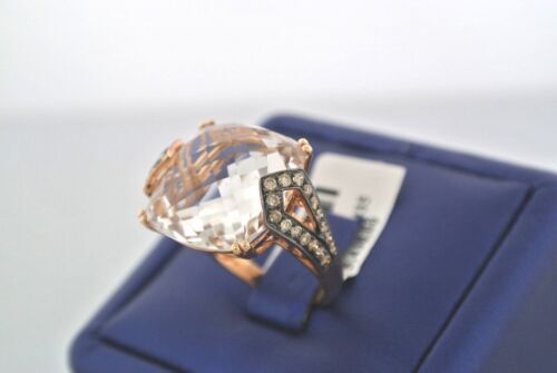 14k Rose Gold 16.00 CT Champagne Diamond & White Quarts Ladies Ring 7g