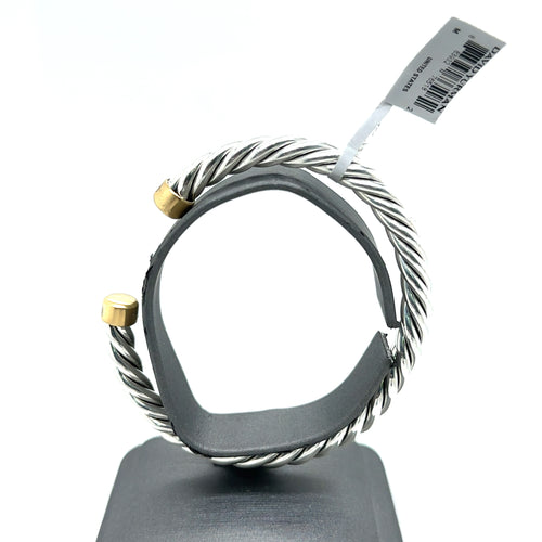 David Yurman silver & 18k Yellow Gold 6mm Cable Classic Cuff Bracelet, 39.2Gm