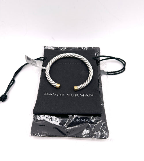 David Yurman silver & 18k Yellow Gold 6mm Cable Classic Cuff Bracelet, 39.2Gm