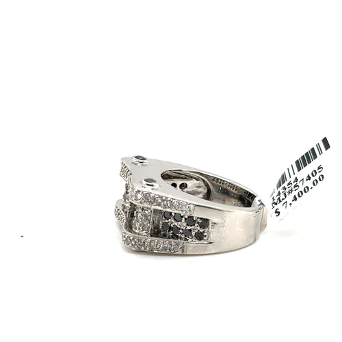 14k White Gold 1.00 CT Black & White Diamond Ring, 12.6gm, Size 6.50