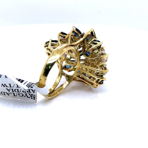 18k Yellow Gold 3.50 CT Sapphire & Diamond Ladies Ring, 9.9gm, Size 5.75