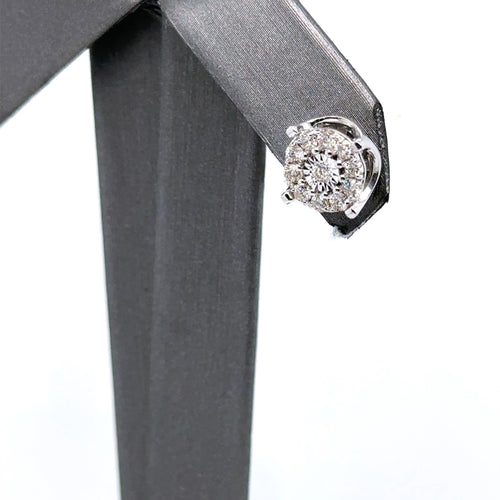 14k White Gold 1.00 CT Diamond Cluster Stud Earrings, 2.9gm