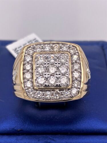 10k Yellow Gold 1.75 CT Diamond Men's Ring, 11.5g, Size 10