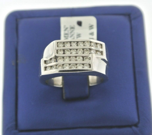 14K White Gold 1.00CT Diamonds Free Form Style Men's Ring, Size 9.5
