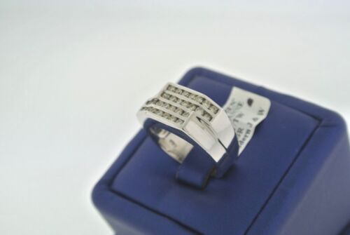 14K White Gold 1.00CT Diamonds Free Form Style Men's Ring, Size 9.5