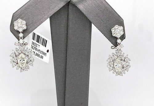 18k White Gold Ladies 3.00 CT Diamond Drop Earrings, 5.2gm